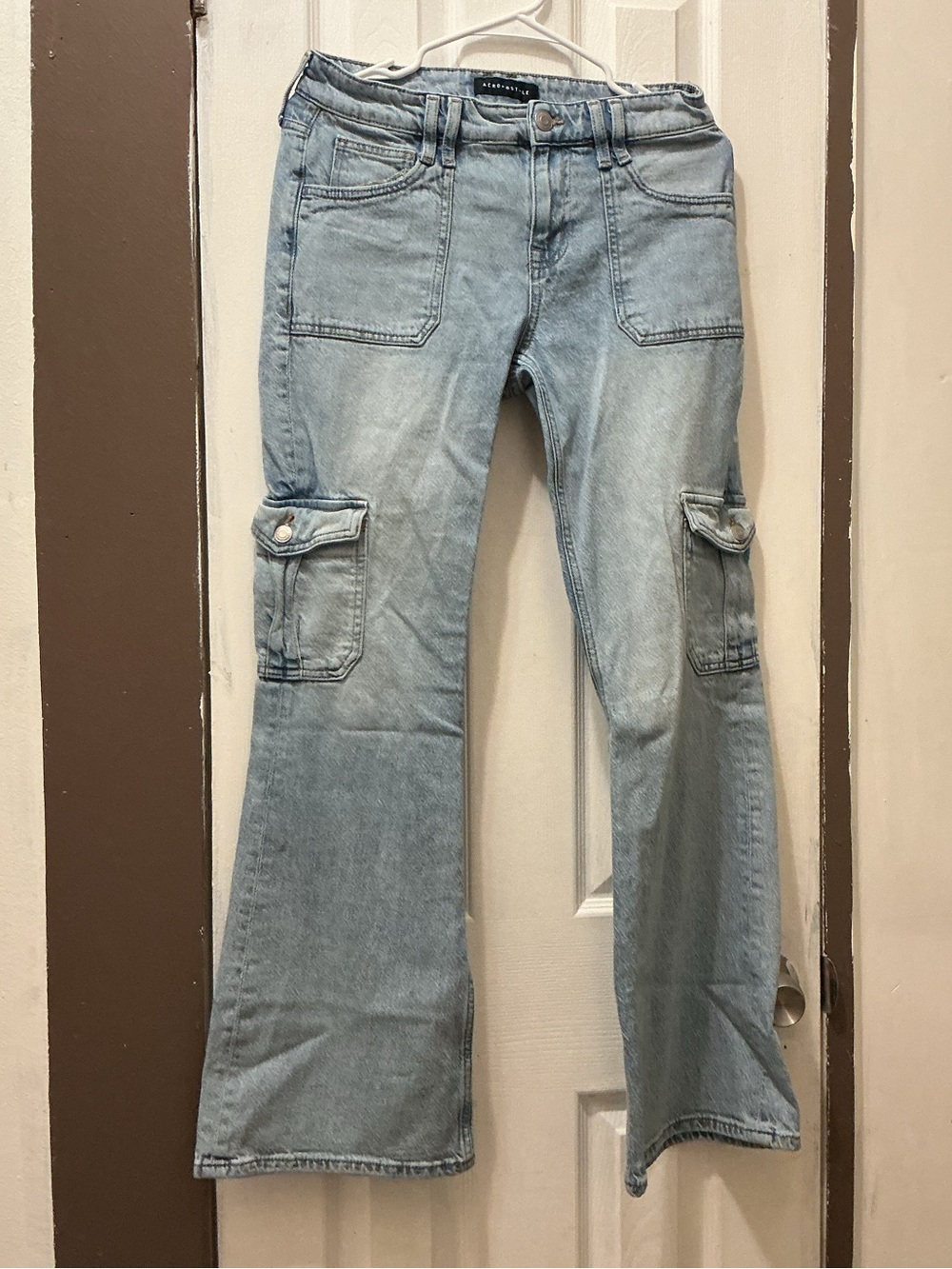 Aeropostale Light Blue Cargo Flare Jeans